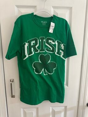 NWT The Children's Place Green Shamrock 'IRISH' Graphic Tee